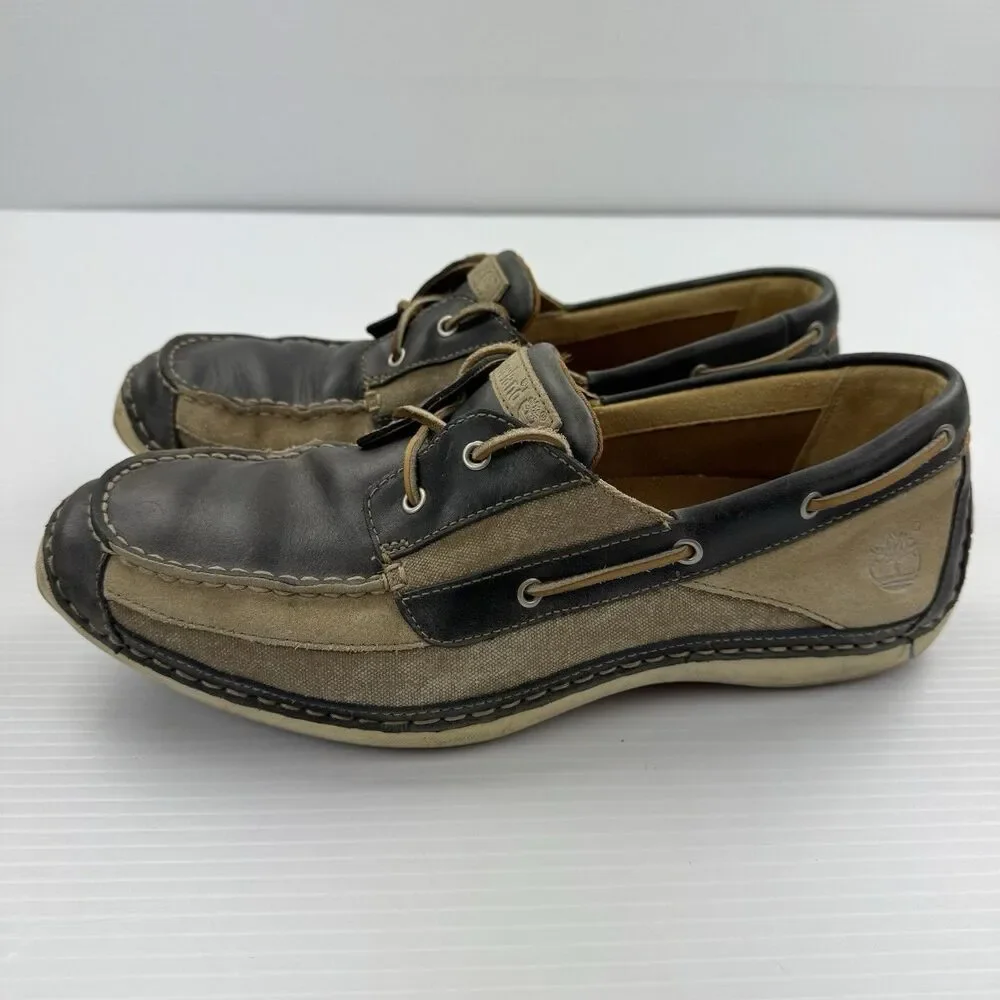 Timberland Men’s Annapolis 2I Leather Boat Shoes Blue Size 12 M Moc Toe